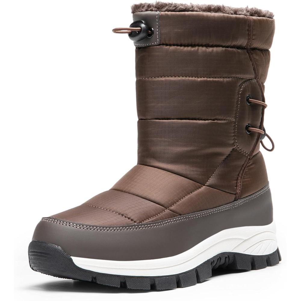 imageDREAM PAIRS Womens Winter Snow Boots Waterproof Lightweight Warm Fashion Janara Mid Calf BootBrown