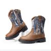 DREAM PAIRS Boys Girls Cowboy Boots Kids Western Riding Mid Calf Boots with Side Zipper (Toddler/Little Kid/Big Kid)(Brown/Camo)