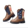 DREAM PAIRS Boys Girls Cowboy Boots Kids Western Riding Mid Calf Boots with Side Zipper (Toddler/Little Kid/Big Kid)(Brown/Navy)