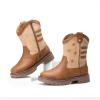 DREAM PAIRS Boys Girls Cowboy Boots Kids Western Riding Mid Calf Boots with Side Zipper (Toddler/Little Kid/Big Kid)(Light Brown)
