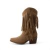DREAM PAIRS Girls Cowboy Boots with Tassel Fringe Cowgirl Boots Kids Western Boots Stylish & Comfortable(Brown)