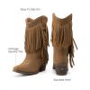 DREAM PAIRS Girls Cowboy Boots with Tassel Fringe Cowgirl Boots Kids Western Boots Stylish & Comfortable(Brown)