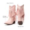 DREAM PAIRS Girls Cowboy Boots with Tassel Fringe Cowgirl Boots Kids Western Boots Stylish & Comfortable(Pink)