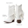 DREAM PAIRS Girls Cowboy Boots with Tassel Fringe Cowgirl Boots Kids Western Boots Stylish & Comfortable(White)