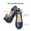 DREAM PAIRS Girls Dress Shoes Girl’s Ballerina Flat Ankle Strap Ballet Flats (Toddler/Little Kid/Big Kid)(Navy)