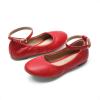 DREAM PAIRS Girls Dress Shoes Girl’s Ballerina Flat Ankle Strap Ballet Flats (Toddler/Little Kid/Big Kid)(Red)