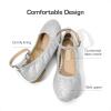 DREAM PAIRS Girls Dress Shoes Girl’s Ballerina Flat Ankle Strap Ballet Flats (Toddler/Little Kid/Big Kid)(Silver/Glitter)