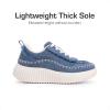 DREAM PAIRS Girls Fashion Sneakers Tennis Shoes Kids Platform Lightweight Lace Up Casual Walking Shoes(Denim Blue)