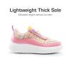 DREAM PAIRS Girls Fashion Sneakers Tennis Shoes Kids Platform Lightweight Lace Up Casual Walking Shoes(Pink)