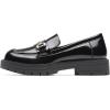 DREAM PAIRS Girls Loafers Chunky Platform Slip On Loafers School Uniform Dress Shoes(Black-patent)