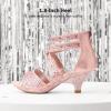 DREAM PAIRS Girls Sandals Low Heel Dress Pump Sandals(Pink-2)