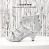 DREAM PAIRS Girls Sandals Low Heel Dress Pump Sandals(Silver-1)