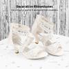 DREAM PAIRS Girls Sandals Low Heel Dress Pump Sandals(White-2)