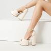 DREAM PAIRS High Heels Chunky Block Platform Heels for Women Ankle Strap Sexy Open Square Toe Heels Dressy Pumps Sandals(Beige-pat)