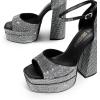 DREAM PAIRS High Heels Chunky Block Platform Heels for Women Ankle Strap Sexy Open Square Toe Heels Dressy Pumps Sandals(Black-rhinestone)