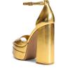 DREAM PAIRS High Heels Chunky Block Platform Heels for Women Ankle Strap Sexy Open Square Toe Heels Dressy Pumps Sandals(Gold)