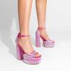 DREAM PAIRS High Heels Chunky Block Platform Heels for Women Ankle Strap Sexy Open Square Toe Heels Dressy Pumps Sandals(Hot Pink-rhinestone)