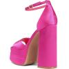 DREAM PAIRS High Heels Chunky Block Platform Heels for Women Ankle Strap Sexy Open Square Toe Heels Dressy Pumps Sandals(Hot Pink-satin)