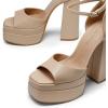 DREAM PAIRS High Heels Chunky Block Platform Heels for Women Ankle Strap Sexy Open Square Toe Heels Dressy Pumps Sandals(Nude)