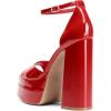 DREAM PAIRS High Heels Chunky Block Platform Heels for Women Ankle Strap Sexy Open Square Toe Heels Dressy Pumps Sandals(Red-pat)