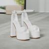 DREAM PAIRS High Heels Chunky Block Platform Heels for Women Ankle Strap Sexy Open Square Toe Heels Dressy Pumps Sandals(White)