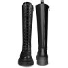 DREAM PAIRS Knee High Boots Women, Fashion Combat Boots Chunky Platform Lace Up Lug Sole Boots For Women(Black/Pu)