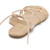 DREAM PAIRS Lace-up Gladiator Sandals Strappy Dressy Summer Flat Sandals for Women(Nude)