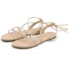 DREAM PAIRS Lace-up Gladiator Sandals Strappy Dressy Summer Flat Sandals for Women(Nude)