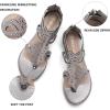 DREAM PAIRS Lace-up Gladiator Sandals Strappy Dressy Summer Flat Sandals for Women(Pewter)
