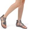 DREAM PAIRS Lace-up Gladiator Sandals Strappy Dressy Summer Flat Sandals for Women(Pewter)