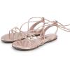DREAM PAIRS Lace-up Gladiator Sandals Strappy Dressy Summer Flat Sandals for Women(Rose Gold-pu)