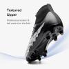 DREAM PAIRS Men’s Firm Ground Soccer Cleats High-top Football Cleats FG/AG Professional Training Outdoor Lightweight Soccer Shoes(Black/Light Grey)