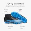 DREAM PAIRS Men’s Firm Ground Soccer Cleats High-top Football Cleats FG/AG Professional Training Outdoor Lightweight Soccer Shoes(Black/Royal Blue)