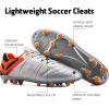 DREAM PAIRS Mens Sport Flexible Athletic Lace Up Light Weight Outdoor Cleats Football Soccer Shoes(Silver/Orange/Black)