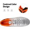 DREAM PAIRS Mens Sport Flexible Athletic Lace Up Light Weight Outdoor Cleats Football Soccer Shoes(Silver/Orange/Black)