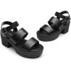 DREAM PAIRS Platform Heels for Women Lightweight Chunky Open Toe Stylish Comfortable Fisherman Sandals with Adjustable Ankle Strap(Black)