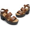 DREAM PAIRS Platform Heels for Women Lightweight Chunky Open Toe Stylish Comfortable Fisherman Sandals with Adjustable Ankle Strap(Brown)