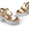 DREAM PAIRS Platform Heels for Women Lightweight Chunky Open Toe Stylish Comfortable Fisherman Sandals with Adjustable Ankle Strap(Gold)