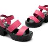 DREAM PAIRS Platform Heels for Women Lightweight Chunky Open Toe Stylish Comfortable Fisherman Sandals with Adjustable Ankle Strap(Hot Pink)