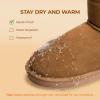 DREAM PAIRS Snow Boots for Women Genuine Suede Faux Fur Lining Anti-Slip Warm Winter Booties Slip On Memory Foam Ankle Boots FuzzyClassicⅡ Low Boots(Chestnut)