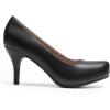 DREAM PAIRS Tiffany Women’s Classic Elegant Versatile Low Stiletto Heel Dress Platform Pumps Shoes(Black-pu)