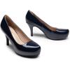 DREAM PAIRS Tiffany Women’s Classic Elegant Versatile Low Stiletto Heel Dress Platform Pumps Shoes(Navy/Pat)