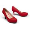 DREAM PAIRS Tiffany Women’s Classic Elegant Versatile Low Stiletto Heel Dress Platform Pumps Shoes(Red)