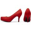 DREAM PAIRS Tiffany Women’s Classic Elegant Versatile Low Stiletto Heel Dress Platform Pumps Shoes(Red)