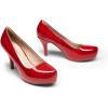 DREAM PAIRS Tiffany Women’s Classic Elegant Versatile Low Stiletto Heel Dress Platform Pumps Shoes(Red/Pat)