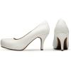 DREAM PAIRS Tiffany Women’s Classic Elegant Versatile Low Stiletto Heel Dress Platform Pumps Shoes(White/Pu)