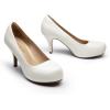 DREAM PAIRS Tiffany Women’s Classic Elegant Versatile Low Stiletto Heel Dress Platform Pumps Shoes(White/Pu)