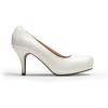 DREAM PAIRS Tiffany Women’s Classic Elegant Versatile Low Stiletto Heel Dress Platform Pumps Shoes(White/Pu)
