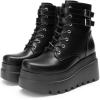 DREAM PAIRS Women Platform Combat Ankle Boots Goth Chunky High Heel Lace Up Motorcycle Booties(Black-pu)
