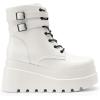 DREAM PAIRS Women Platform Combat Ankle Boots Goth Chunky High Heel Lace Up Motorcycle Booties(White)